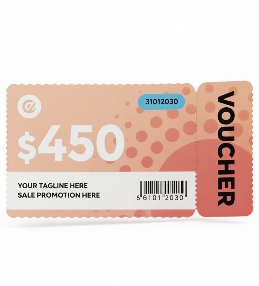 Discount code promotional card