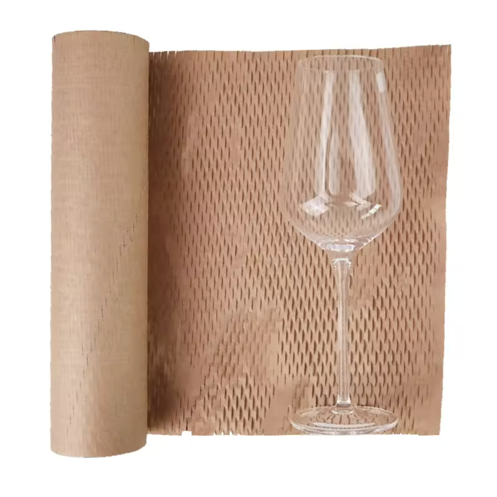 Honeycomb paper wrapping glass bottle