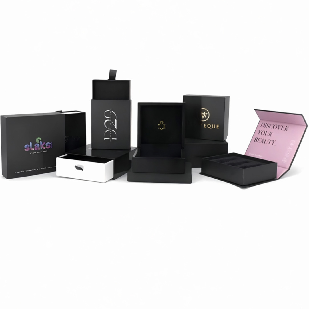 Luxury rigid box being opened with dramatic lighting